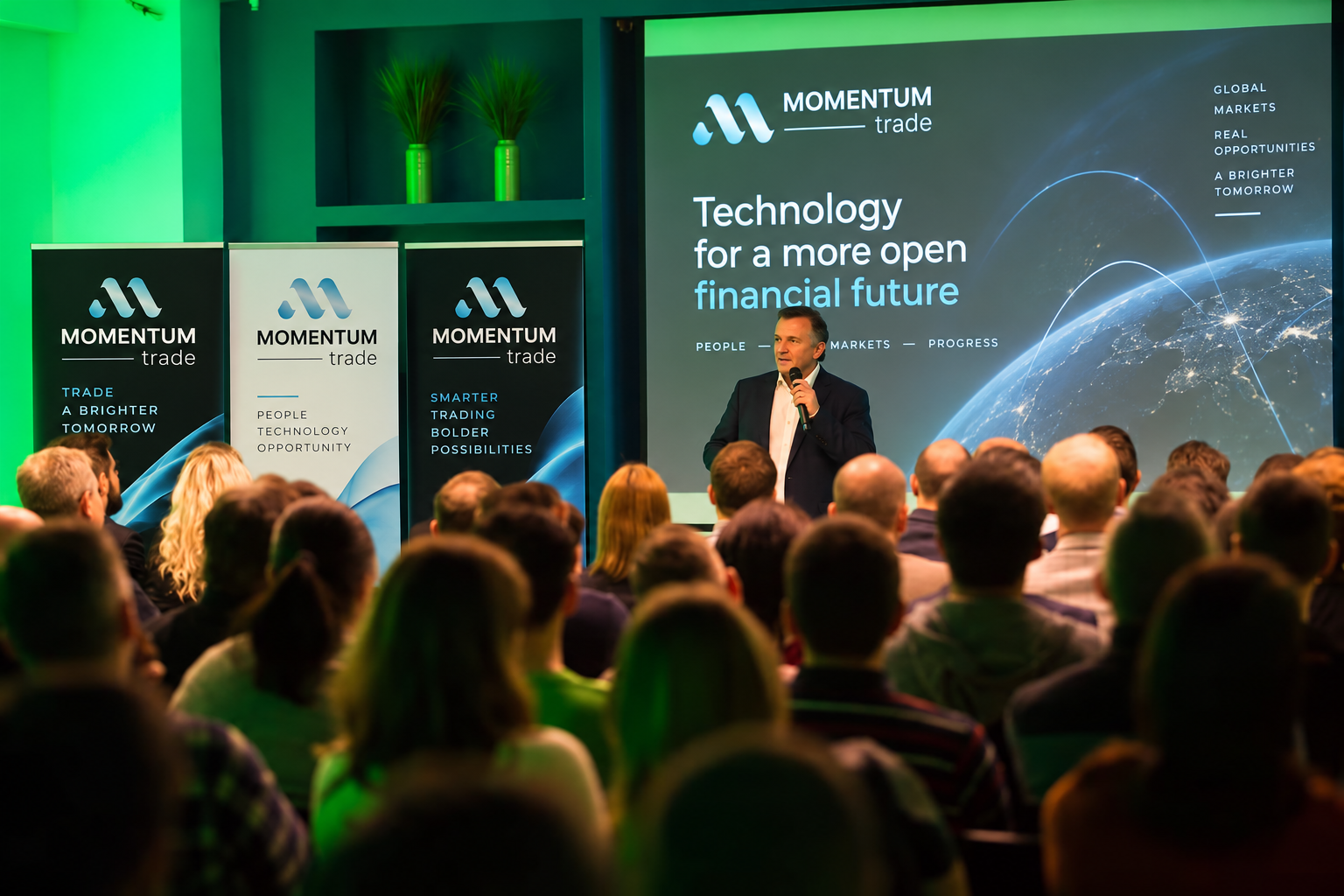 Conferencia Momentum Trade sobre mercados globales en Londres.
